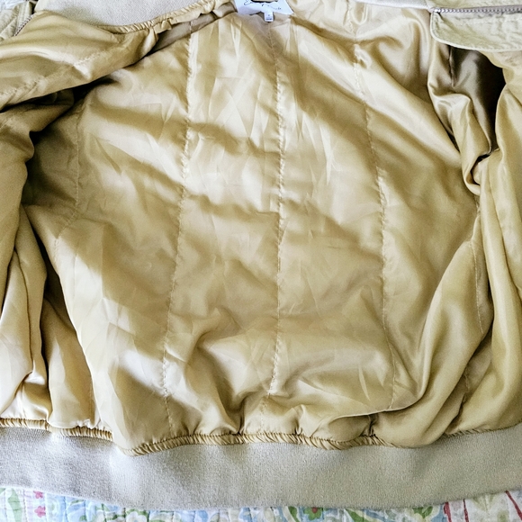 Emory Park bomber jacket size S Beige Gold Zip Front Coat Pockets - Picture 7 of 13